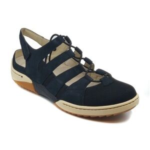 Dansko Women's Riona Black Suede Ghillie Sandal